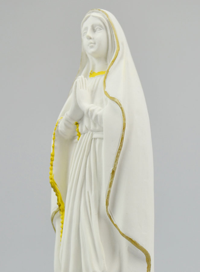 Statue Notre Dame de Lourdes en Albâtre & Fil d'Or - 19cm (pic 4)