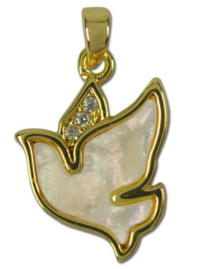 Pendentif Colombe Esprit Saint & Nacre Véritable - 12mm (pic 1)