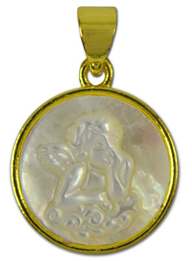 Pendentif Ange Raphaël & Nacre Véritable - 14mm (pic 1)