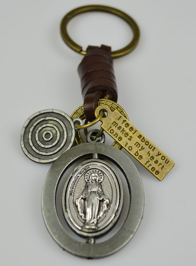 Porte-clés Vierge Miraculeuse - St Christophe en Cuir (pic 3)