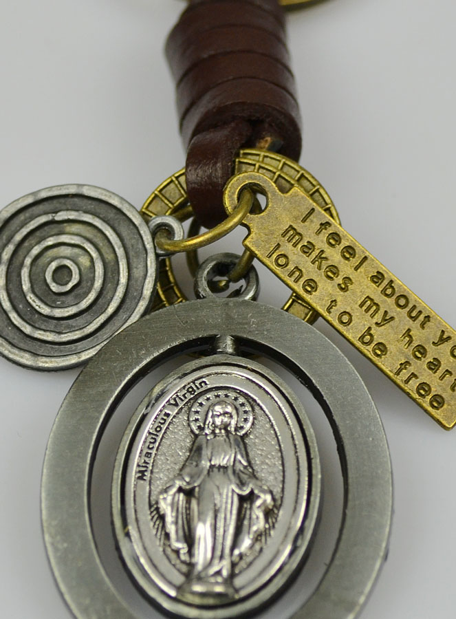 Porte-clés Vierge Miraculeuse - St Christophe en Cuir (pic 4)