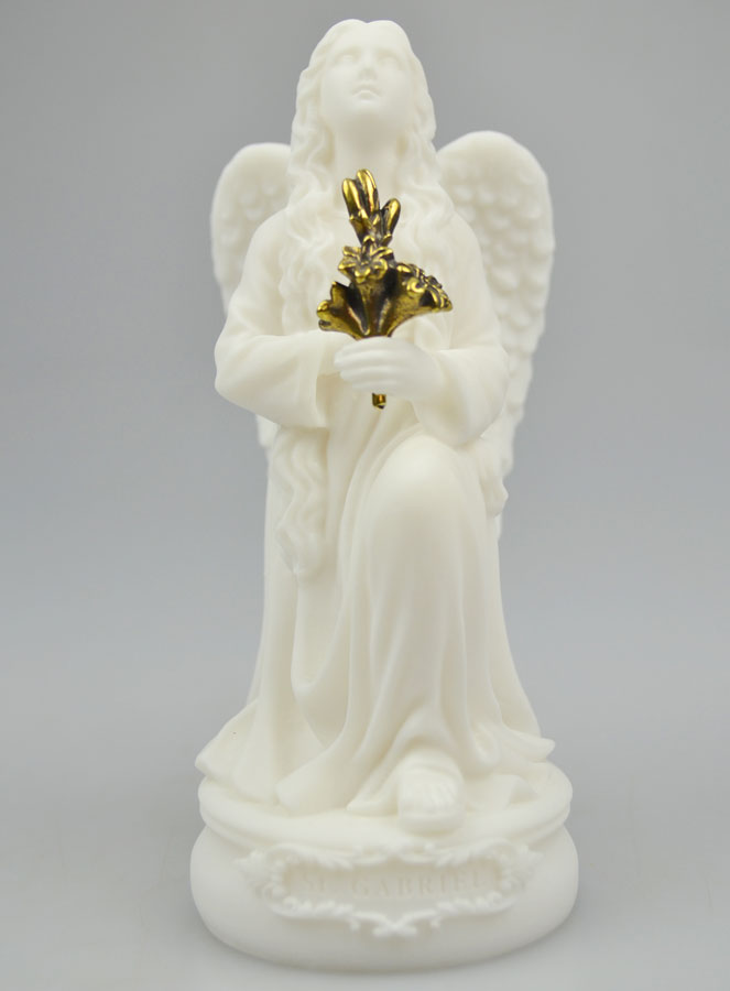 Statue Saint Gabriel Archange en Albâtre - 15cm (pic 2)