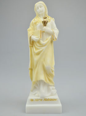 Statue Sainte Marie-Madeleine en Albâtre & Fil d'Or - 20cm (pic 1)