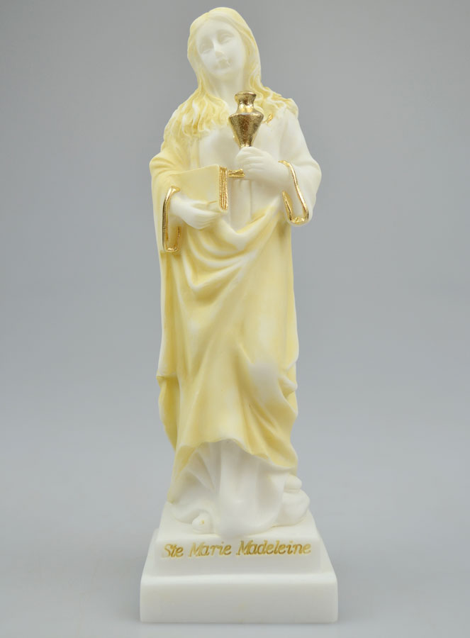 Statue Sainte Marie-Madeleine en Albâtre & Fil d'Or - 20cm (pic 2)