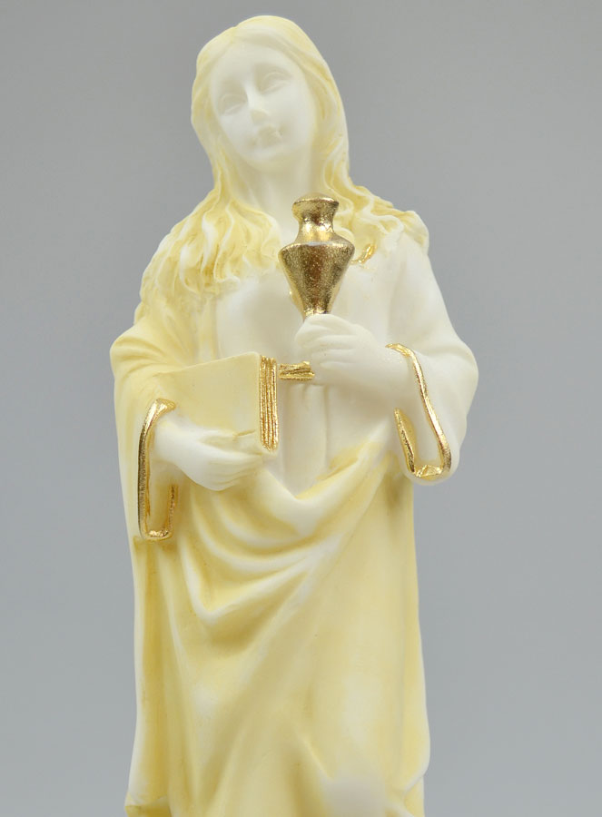 Statue Sainte Marie-Madeleine en Albâtre & Fil d'Or - 20cm (pic 3)