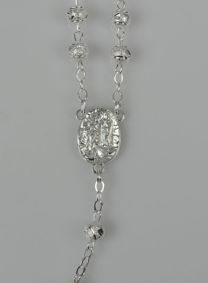 Chapelet en Perles d'Argent Sablées - 60 cm (pic 3)