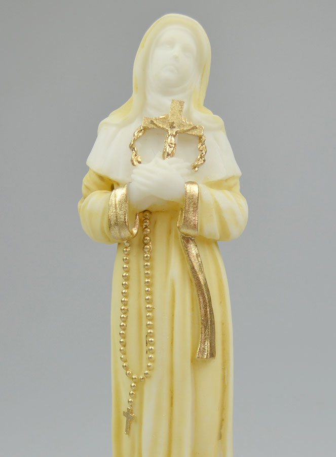 Statue Sainte Rita en Albâtre & Fil d'Or - 17cm (pic 3)
