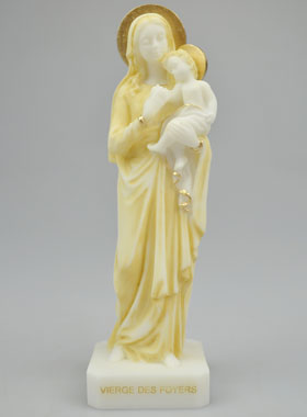 Statue Notre Dame de la Famille en Albâtre & Fil d'Or - 17cm (pic 1)