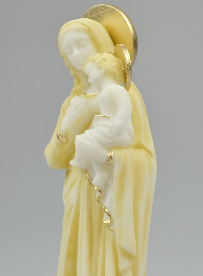 Statue Notre Dame de la Famille en Albâtre & Fil d'Or - 17cm (pic 4)