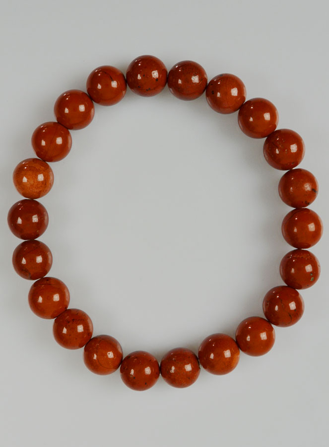 Bracelet en Pierre Naturelle de Jaspe Rouge - Perles A (pic 2)