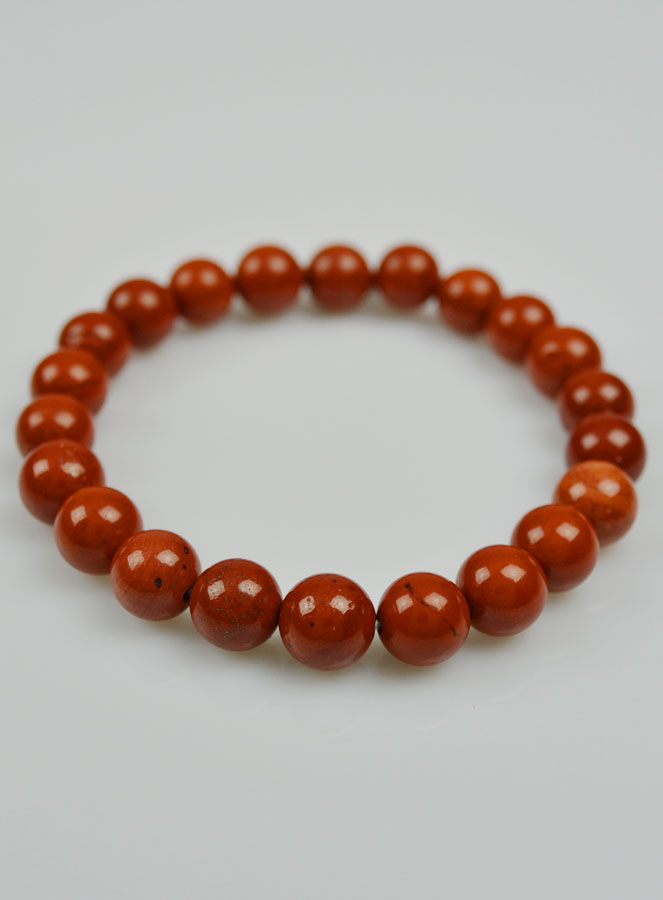 Bracelet en Pierre Naturelle de Jaspe Rouge - Perles A (pic 3)