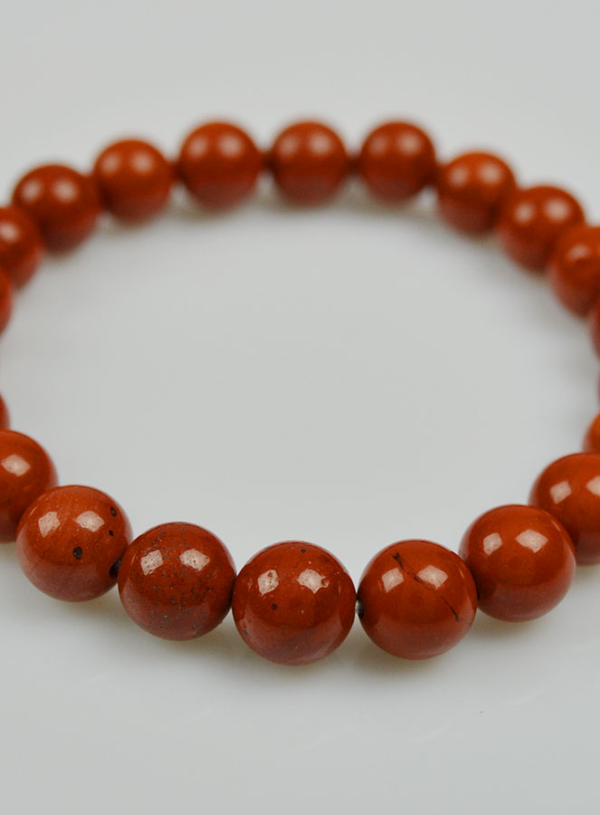 Bracelet en Pierre Naturelle de Jaspe Rouge - Perles A (pic 4)