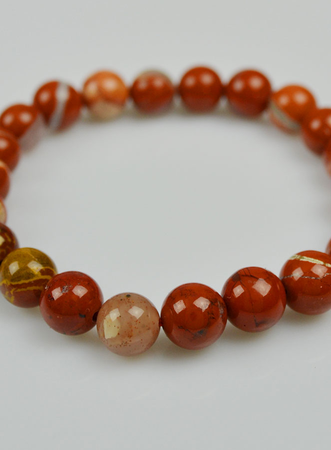 Bracelet en Pierre Naturelle de Jaspe Rouge (pic 4)