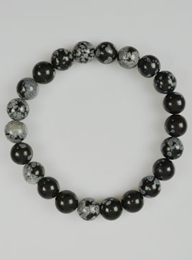Bracelet en Pierre Naturelle d'Obsidienne - Flocon de Neige (pic 1)