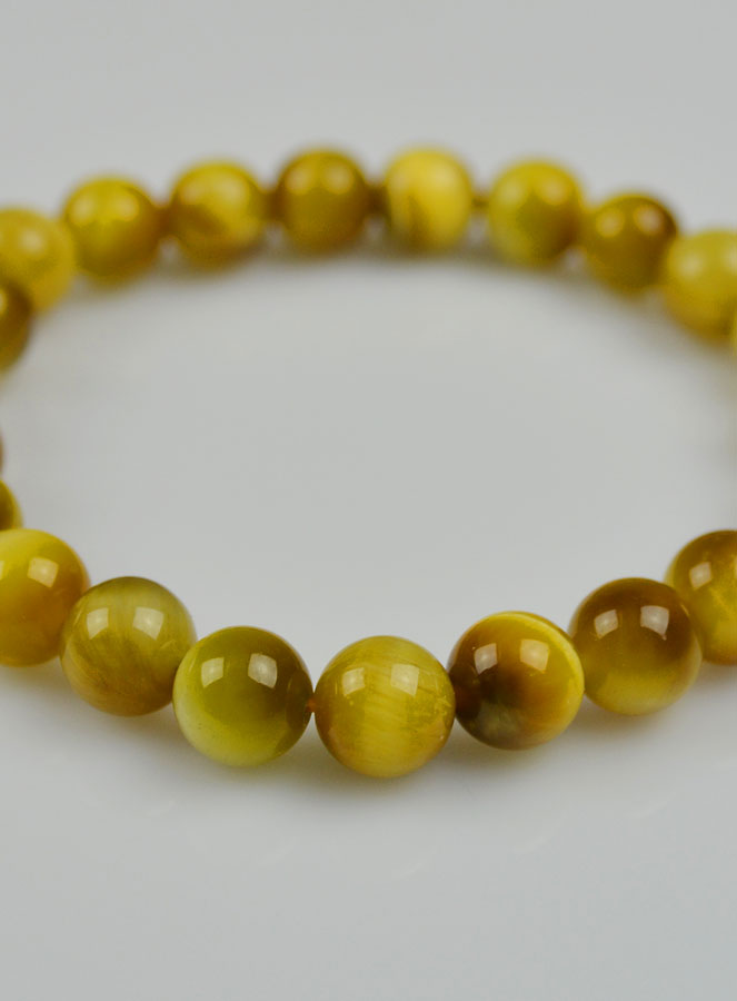 Bracelet en Pierre Naturelle d'Oeil de Tigre Doré - Catégorie AA (pic 4)