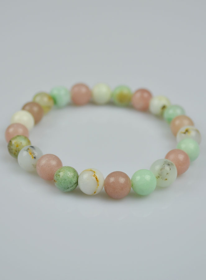Bracelet en Pierre Naturelle d'Opale Rose & Chrysoprase (pic 3)