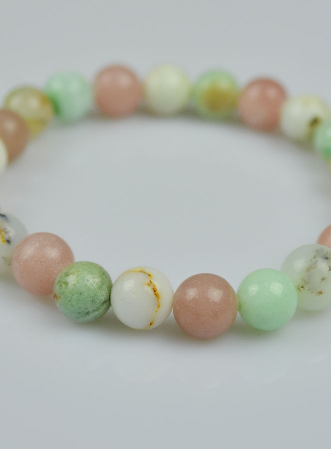 Bracelet en Pierre Naturelle d'Opale Rose & Chrysoprase (pic 4)