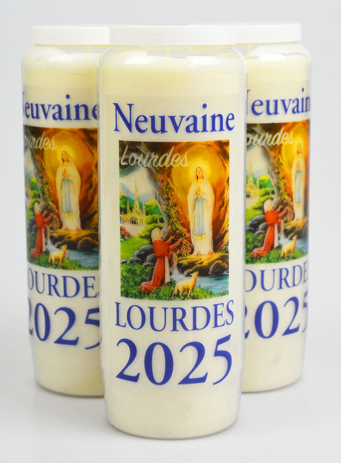 Lot de 3 Bougies de Neuvaine Prière à Lourdes 2025 - 17.5cm (pic 1)