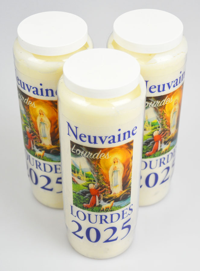 Lot de 3 Bougies de Neuvaine Prière à Lourdes 2025 - 17.5cm (pic 2)