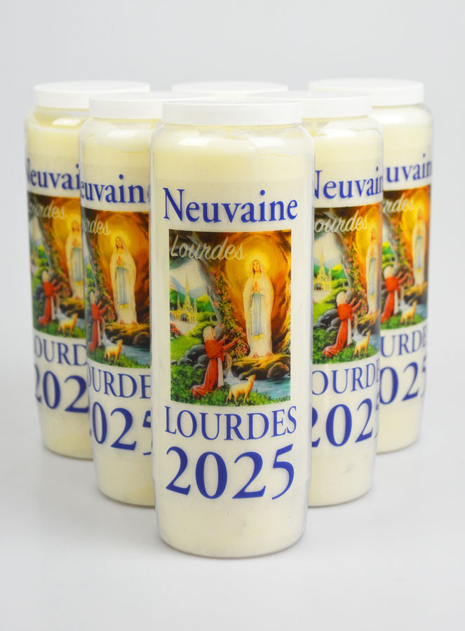 Lot de 6 Bougies de Neuvaine Prière à Lourdes 2025 - 17.5cm (pic 1)