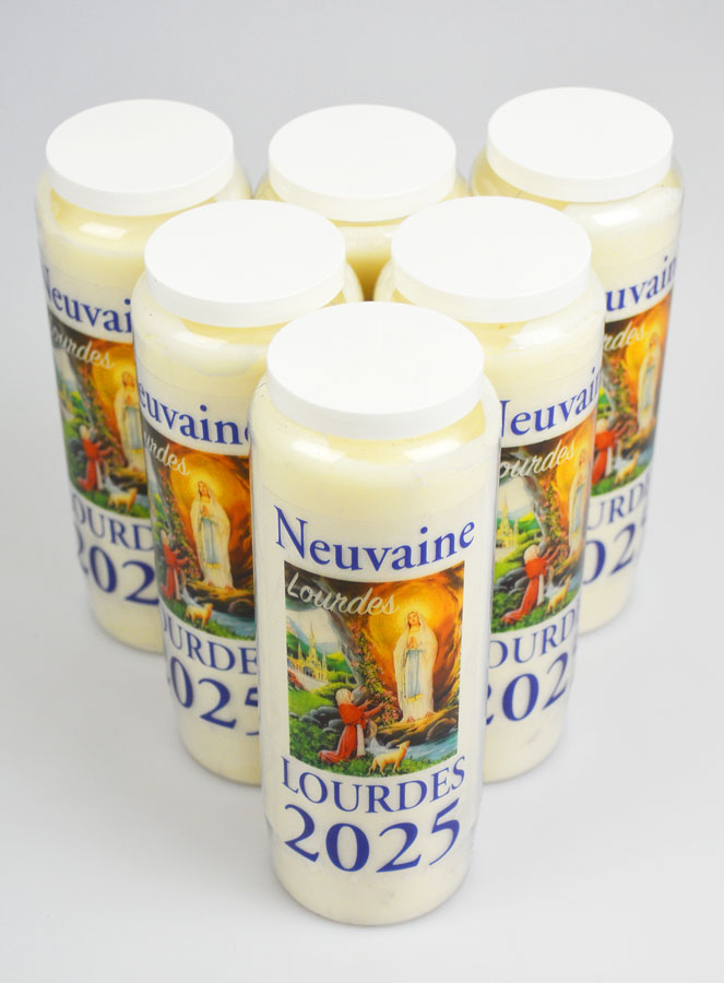 Lot de 6 Bougies de Neuvaine Prière à Lourdes 2025 - 17.5cm (pic 2)
