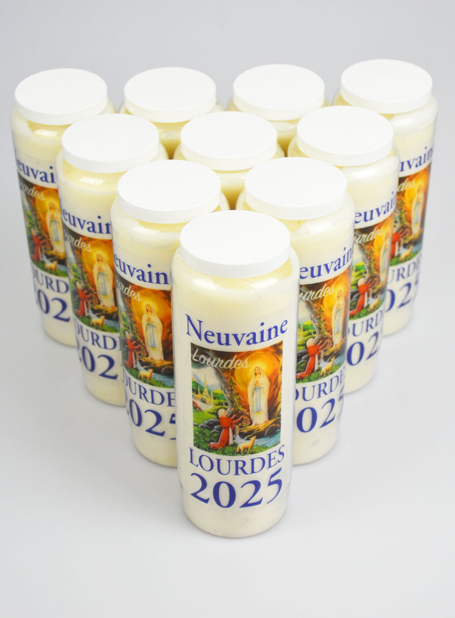 Lot de 10 Bougies de Neuvaine Prière à Lourdes 2025 - 17.5cm (pic 2)