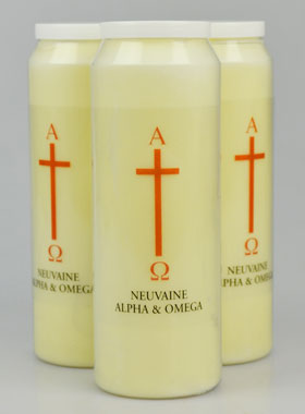 Lot de 3 Bougies de Neuvaine Jésus Alpha & Oméga (pic 1)