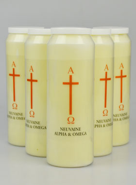 Lot de 6 Bougies de Neuvaine Jésus Alpha & Oméga (pic 1)