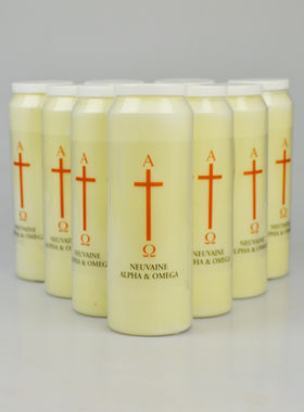 Lot de 10 Bougies de Neuvaine Jésus Alpha & Oméga (pic 1)