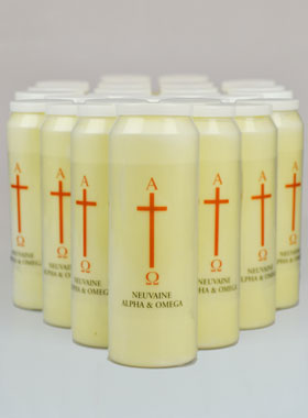 Lot de 20 Bougies de Neuvaine Jésus Alpha & Oméga (pic 1)