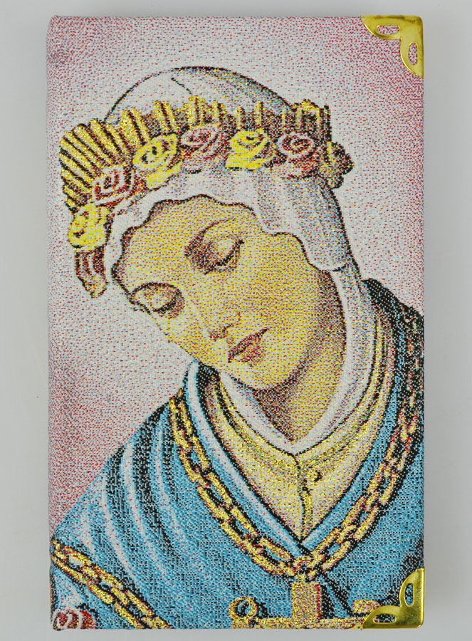 Bloc Notes Notre Dame de la Salette - Couverture en Tissu Brodé de Fil Doré (pic 2)