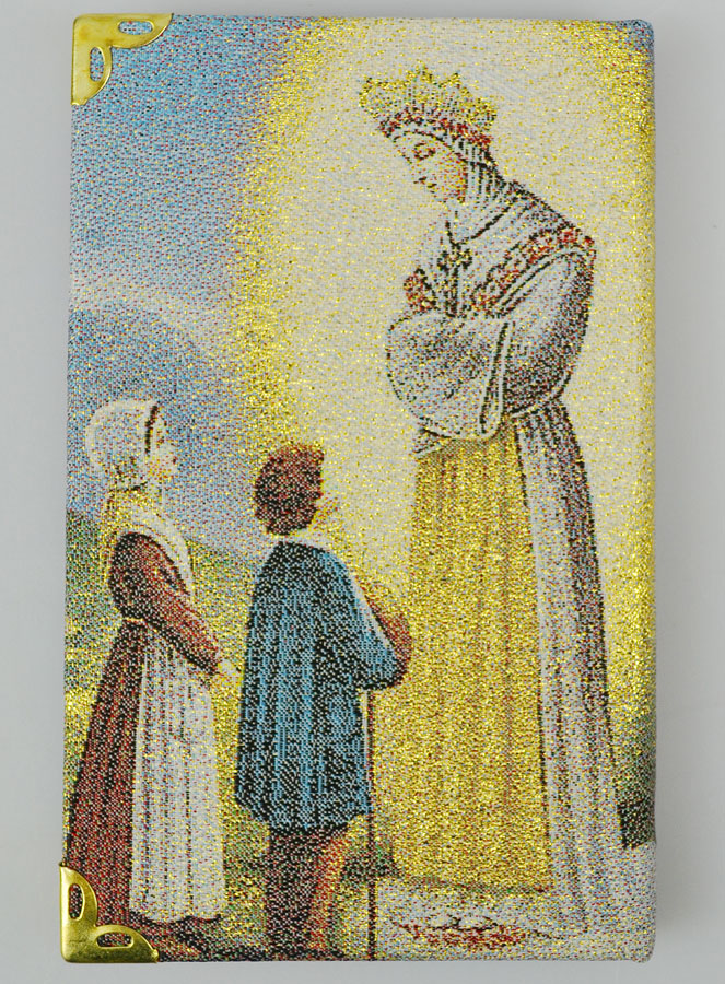 Bloc Notes Notre Dame de la Salette - Couverture en Tissu Brodé de Fil Doré (pic 3)