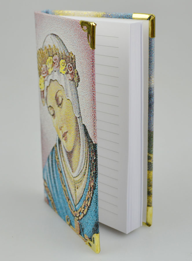 Bloc Notes Notre Dame de la Salette - Couverture en Tissu Brodé de Fil Doré (pic 4)