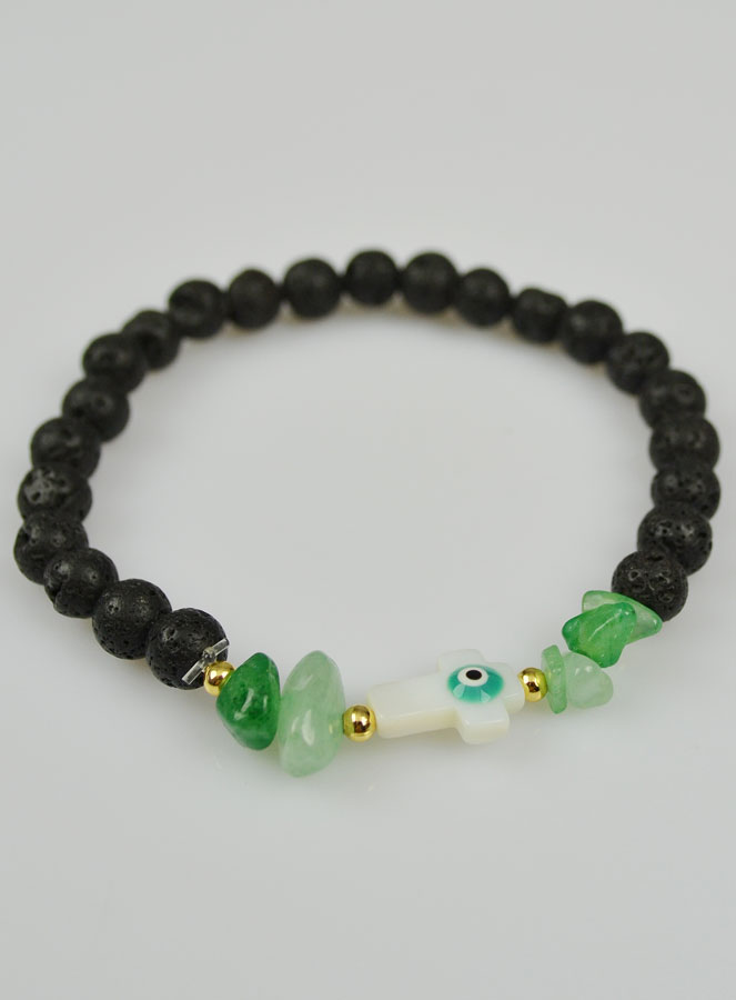 Bracelet Croix en Pierre de Lave Verte & Aventurine (pic 3)