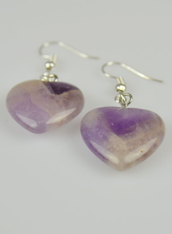Boucles d'Oreilles Coeur Amethyste 20mm (pic 3)