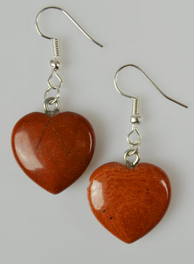 Boucles d'Oreilles Coeur Jaspe Rouge 20mm (pic 1)