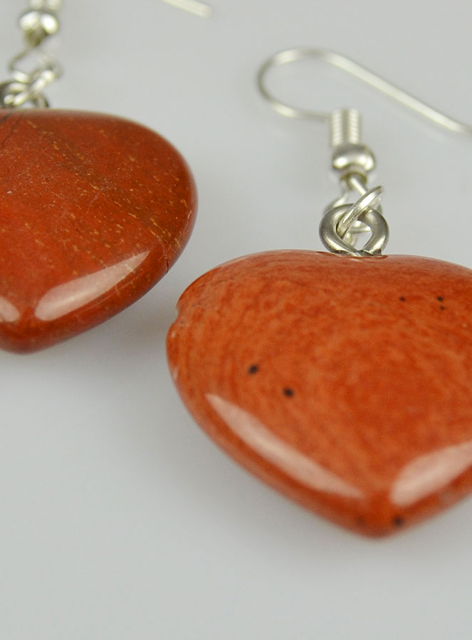 Boucles d'Oreilles Coeur Jaspe Rouge 20mm (pic 4)