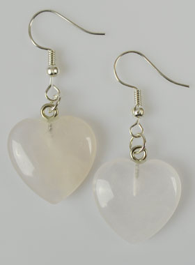 Boucles d'Oreilles Coeur Quartz Rose 20mm (pic 1)