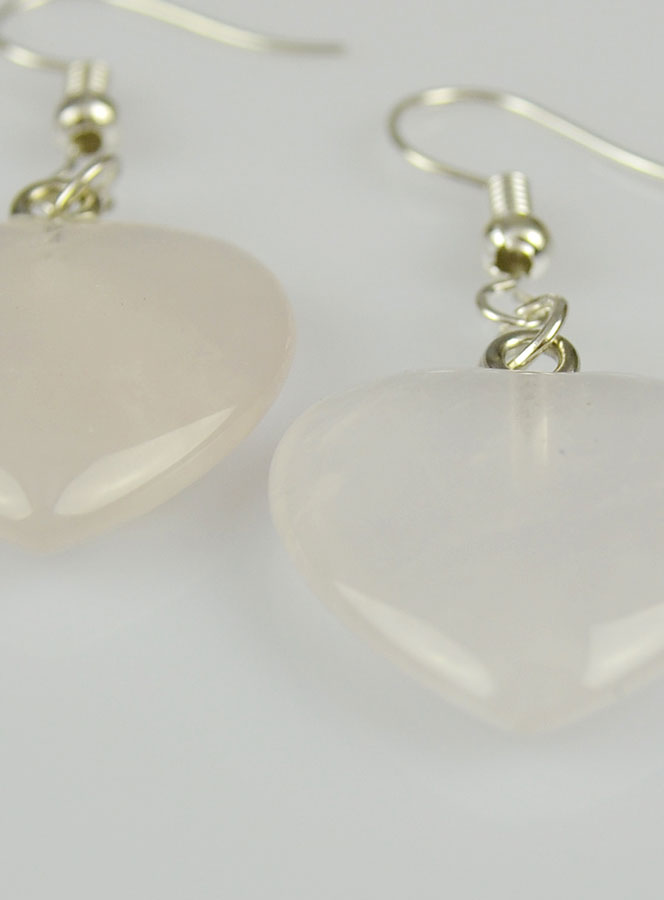 Boucles d'Oreilles Coeur Quartz Rose 20mm (pic 4)