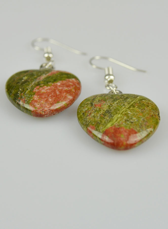 Boucles d'Oreilles Coeur Unakite 20mm (pic 3)