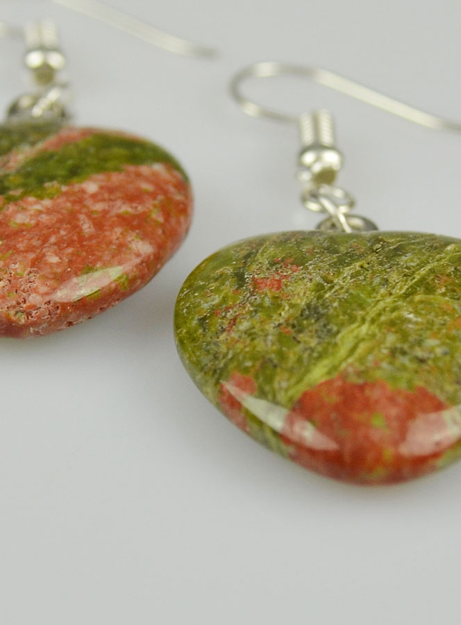 Boucles d'Oreilles Coeur Unakite 20mm (pic 4)