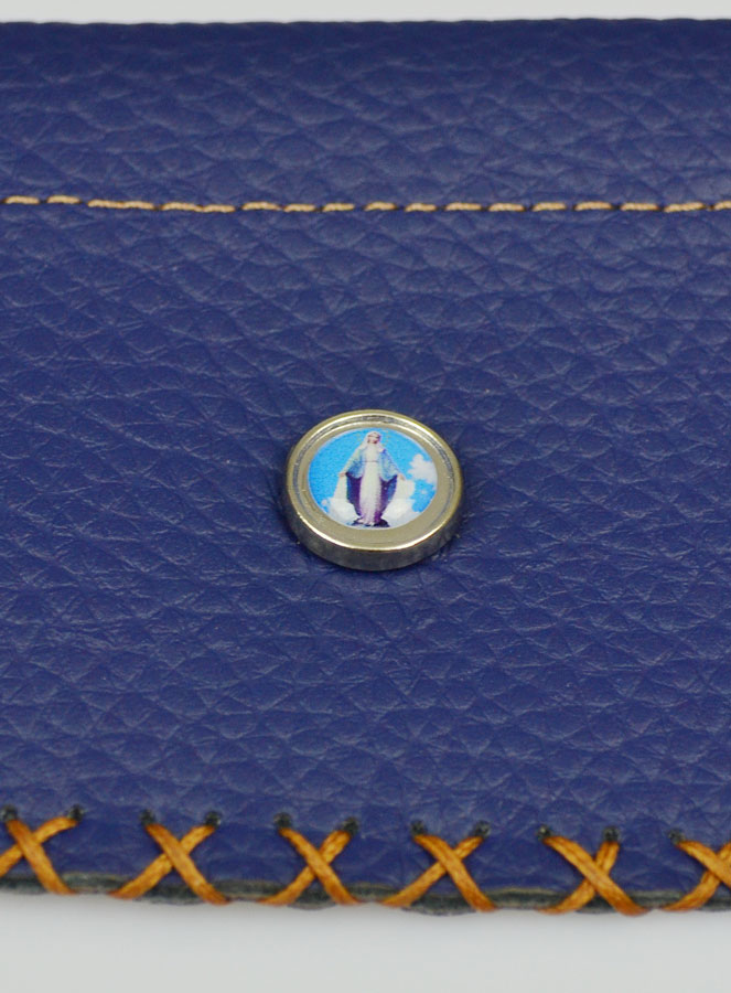 Porte Monnaie avec Médaille Vierge Miraculeuse - Cuir Bleu (pic 4)