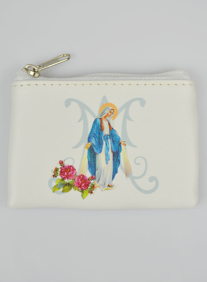Porte Monnaie Sainte Vierge Miraculeuse - Cuir Blanc (pic 2)