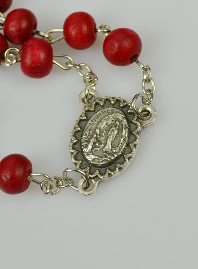 Chapelet de Lourdes en Bois de Rose - Médaille Notre Dame de Lourdes (pic 4)