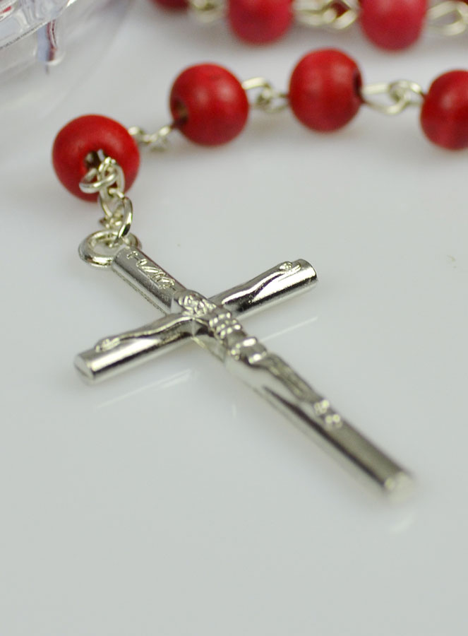 Chapelet de Lourdes en Bois de Rose - Médaille Sainte Rita (pic 3)