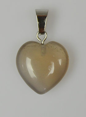 Pendentif Coeur en Pierre d'Agate Grise - 15mm (pic 1)
