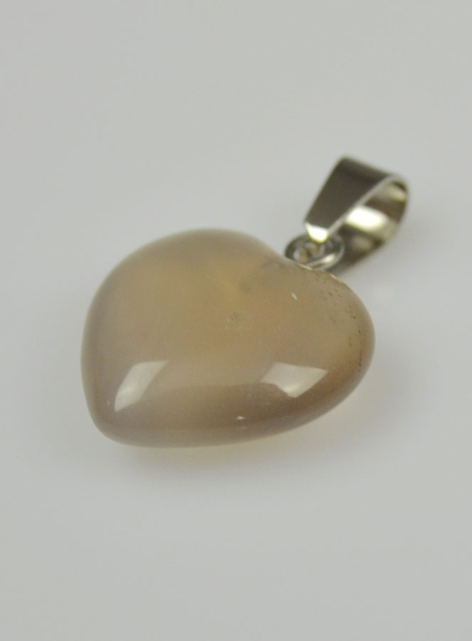 Pendentif Coeur en Pierre d'Agate Grise - 15mm (pic 3)