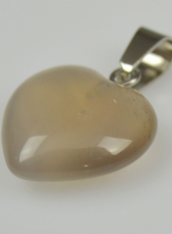 Pendentif Coeur en Pierre d'Agate Grise - 15mm (pic 4)