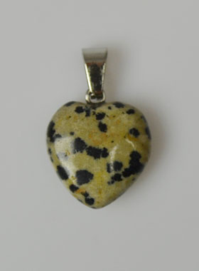 Pendentif Coeur en Pierre de Jaspe Dalmatien - 15mm (pic 1)