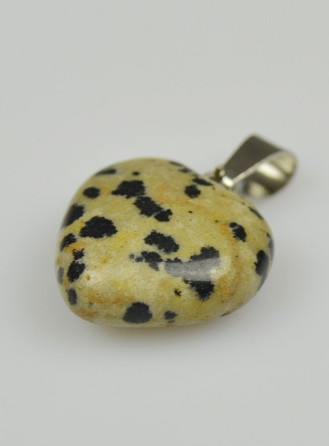 Pendentif Coeur en Pierre de Jaspe Dalmatien - 15mm (pic 3)